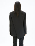 Fashion Women's Blazer Notched Collar Loose Deconstructed Shoulder Pad Open Line Suit Jackets Spring 2023 New