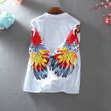 Fashion Embroidery Flower Lantern Sleeve Loose Casual Korea Design V-Neck Cotton Womens Tops and