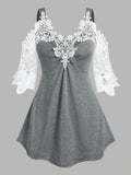 Women Fashion Lace Tank Top Summer Casual Lace Stitching Tank Top Multicolor Slim Cold Shoulder Vest New V-neck Stitching