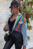 Rainbow Stripes Cropped Denim Jean