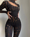 Women Elegant One Shoulder Long Sleeve Jumpsuits Sexy Puff Sleeve Tops Elegant Office Ladies Long Pants High Waist Party