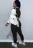 Contrast Color Cropped Top and Pants