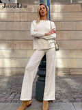Casual Knitted Women Sweater Tracksuit Long Sleeve Winter 2021 Pullover Shirt Top High Waisted Pants Two Piece