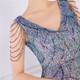 Modest V-neck Sleeveless Sequined Mini Slit Club