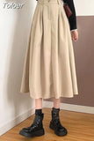 Women Solid Color A- Line Skirt High Waist Elastic Waist Hip Hop Harajuku All-Match Korean Style Streetwear Skirts