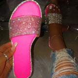 Beaded Slippers Women Summer Sandals Fashion Bling Candy Color Flip Flops Beach Diamond Flat Slippers Outdoor