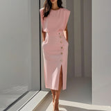 Elegant Workplace Party Button Dress New
