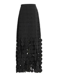 Toloer 2024 New Fashion Temperament Hollow Dot Design Sense Slim Slim Skirt In The Long Tassel Skirt-Outfit