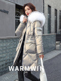2022 Big Fur Collar Down Jackets Women Long Coats Winter Thick Parkas Woman Hooded Zipper Warm Overcoats Female