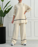2025 New Solid Color Casual Blouse Loose Comfortable Design Micro-Thorn Trousers Set