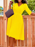 Women's Clothing Autumn 2025 New Solid Color Pressure Folded Strap With Large-Size V-Neck Temperament Elegant African