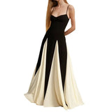 Spring Women's Fashion Temperament Slings Bumping Color Short-Sleeved Loose Swing