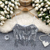 Sling Vest Female Dance Performance Costume Pure Hot Girl Breasts Glitter Umbilly Umbilly Chic