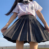Preppy Black Plaid Pleated Skirt Women Japanese Fashion School Girl Uniform Kawaii Gothic High Waist Mini Skirt Cute