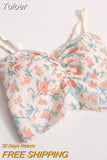 Women Vintage Sweet Camis With Bra Pad Knitted Backless Camisole Summer Pleated For Women Casual Crop