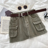 Hottie Fashion High-Rise Thin Double Pocket Workboy Dress Anti-Light Short Skirt A