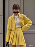 Short Suit Short Suit Suit Set Spring And Summer Double Buckle Short Suit + 100 Folded Short Skirts