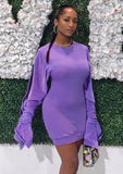 Purple Round Neck Tight Sweat