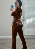 Beaded Letter Hoody Velour