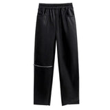 High Elastic Waist Black Pu Leather Long Zipper Pants New Loose Fit Trousers Women Fashion Tide Spring Autumn 2023