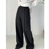 High Waist Black Brief Pleated Long Wide Leg Pants New Loose Fit Trousers Women Fashion Tide Spring Autumn 2023