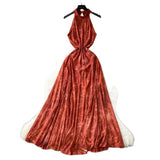 Retro Style High-End Dye Hanging Neck Sleeveless Dress Women Summer Waist Design Beautiful Swing