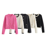 Spring Button Knitted Cardigan Coat Small Scented Women's Sweater