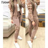 Pieces Sets Women Casual Sport Joggers Long Sleeve Zipper Coat Pants Set 2023 Spring Streetwear Track Suit