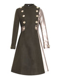 Patchwork Colorblock Coat For Women Stand Collar Long Sleeve Loose Coats Female Fashion Clothing Winter New