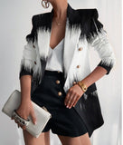 New Women's Coat Season Printing Xiaoxi Decoration Fashion Short Double Buckle Top