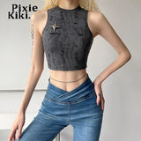 Distressed Tank Top Womans Y2k Streetwear Sleeveless T Shirts 2023 Summer Fashion Cropped Tees