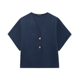 New Flat-Sleeve V-Neck Sports Knitwear Jacket