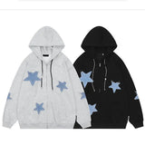 Toloer Star Paste Cloth Hoodie Autumn Loose Casual Couple Cardigan