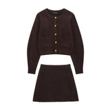 Homemade New Women's Knitted Coat Side Suture High Waisted Slid