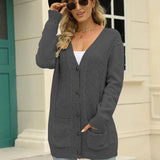 Long Coat Women's Long Dress Long Female Solid Color Mah-Button Cardigan Long-Sleeved British