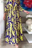 For Women 2023 Autumn And Winter Long Swing Dress Bohemian Floral Print Long Sleeve Robe Longue Femme Party Maxi