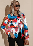 Fashion Print Turndown Collar Long Sleeve