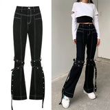 Rockmore High Waist Jeans Woman Wide Leg Denim Boyfriend Streetwear Clothing Cotton Fashion Harajuku Pocket Straight Cargo