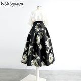 Vintage Skirts for Women High Waist A-line Slim Fit Jupe Fashion Korean Temperament Skirt 2023 Faldas Mujer De