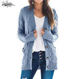 Cardigan Knitted Long Sweater Clothing Women's Long Sleeve Cable Jumper Knit Sweater Jacket Winter Tops Pull Femme