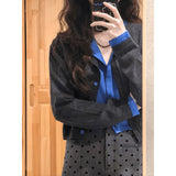 Gray Wave Point High-Waisted Hip Half-Dress Woman 2025 Autumn New Niche Temperament Thin A Word Short