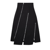 High Waist Black Zipper Irregular Design Long Casual Half-body Skirt Women Fashion Tide New Spring Autumn 2023