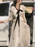 One Piece Dress Korean Fashion Y2k Clothing Fairy Sweet Elegant Midi Dress Women 2022 Autumn Slim Vintage White