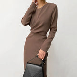 Graduation party Moarcho Sexy O-Neck Bodycon Dress Women Long Sleeve High Waist Pencil Knee-Length Dress New Fashion Party Office