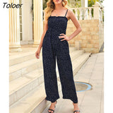 Backless Polka Dot Jumpsuit Loose Trousers Wide Pants Rompers Summer Holiday Women Clothing 2022 Female One Piece