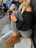 And Winter Women's Uniform Shoulder Simple Solid Color Lantern Sleeve Knitted