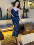 Women Evening Dress Vintage Sexy Mesh Sheer Floral Strap Hollow Bandage Slim Midi Party Club Femme Mujer Vestido