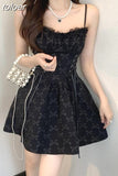 Temperament Robe Femme Sexy Dresses Women Slim Waist Backless Sling Black Vestido Feminino Lace Up Summer Backless Y2k