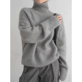 2025 New Thick Solid-Colored Cashmere Knitted Shirt Women High-Collar Short-Sleeve Loose Lazy