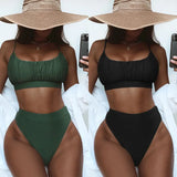 Toloer Single Swimsuit 2023 Split Swimsuit Sexy Swimsuit Solid Color High Waist Bikini B696K-Outfit
